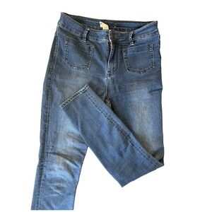 Free People Skinny Blue Jeans Women's High Waisted Patch Pocket Size 29 x 28.5
